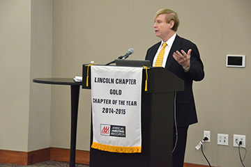 Russ Klein, CEO of AMA, recognizes Lincoln chapter