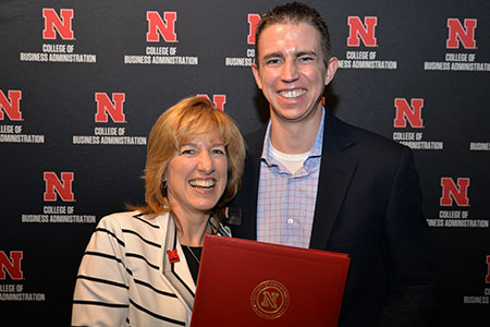 Cole Weers receives advanced sales certificate in professional selling from Interim Dean Kathy Farrell