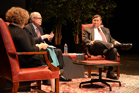 Whistleblower panelists tell their stories to students at the Lied Center for Performing Arts.