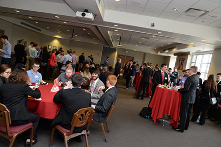 Students connected with panelists and peers during the hour-long networking session. 