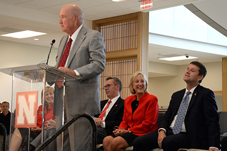 Howard Hawks helped celebrate the opening of the new College of Business Howard L. Hawks Hall.