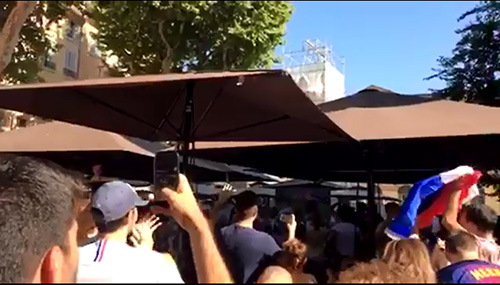French citizens rejoice rooting for their national team at a World Cup viewing party.