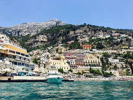 Fourth of July in Italy - Viewing Positano from the boat.