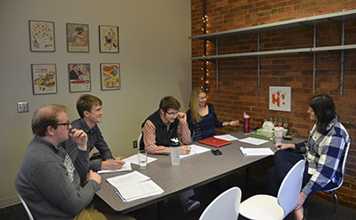 Annie Hildebrand (right), account manager at Hurrdat, with students
