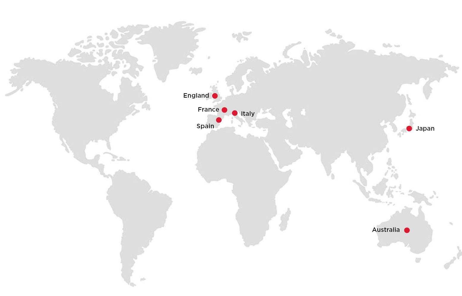 World Map showing all locations of Business Abroad Programs