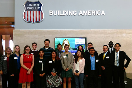 College of Business students visit the Union Pacific corporate headquarters in Omaha.