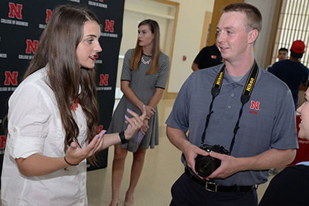 E.J. Stevens helped with events in the College of Business, taking photos and interacting with guests. 