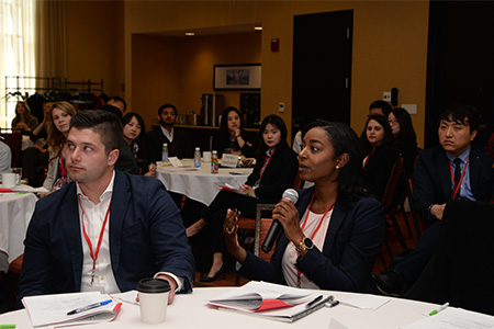 Students from doctoral programs across the country participate in a discussion session following Matthews' presentation.