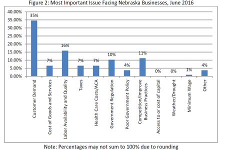 Most important issues facing each business, June 2016