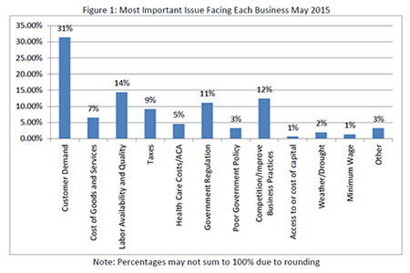 Most important issues facing each business, May 2015