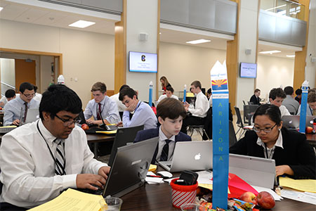 The second place team from Arizona puts together their presentation before competing in the first round.