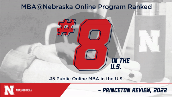 Princeton Review ranks the MBA@Nebraska Online Program at #8 in ths U.S. and #5 among public schools.