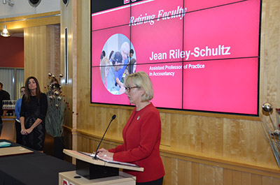 Retiring faculty member Jean Riley-Schultz recognized