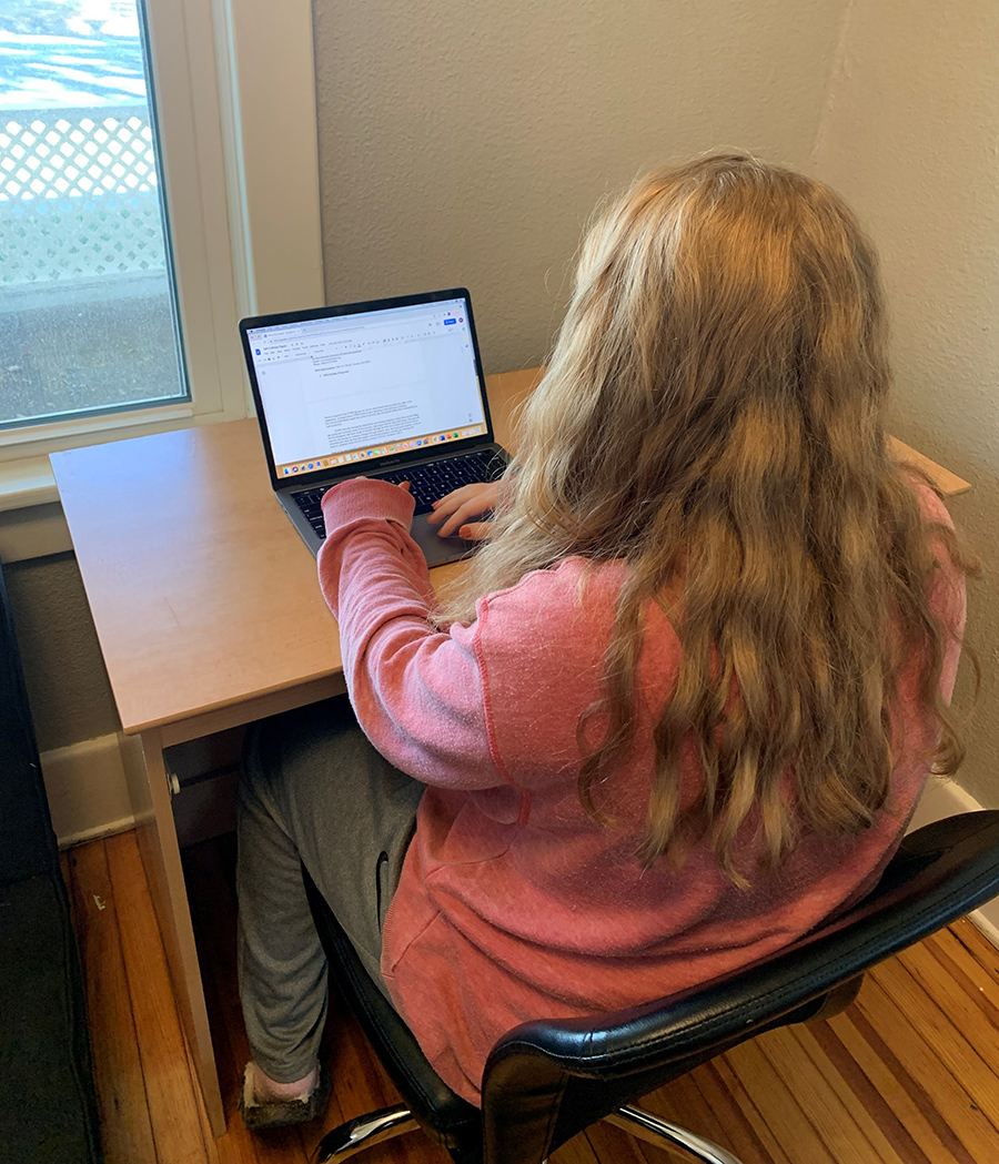 Matea Spyhalski, senior marketing and management major from Osseo, Minnesota, along with other students in the course, worked on finalizing their white papers. 