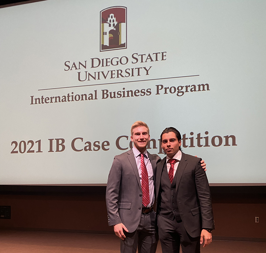 Eduardo Sicilia and Jonathan Gerdes at the 2021 International Business Case Competition.