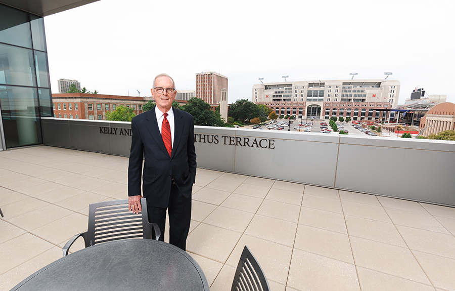 Dick Kelley and his wife, Helen, have given back to the College of Business since their graduation, including donating toward building Hawks Hall.