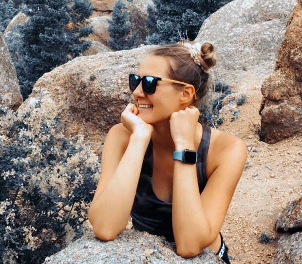 Jaylen Peters strikes a pose as she takes a break while participating in the Manitou Incline.