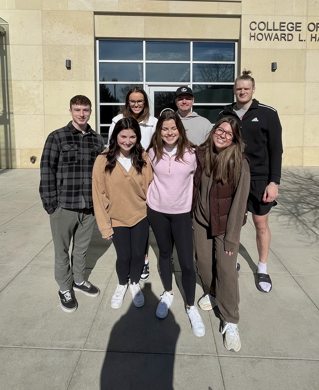 Public Relations team (back row, left to right) Hunter Olson, Isabelle Clemens, Derek Venner, Thomas Fidone (front row, left to right) Kate Trader, Sadie Richards, Emily Harris