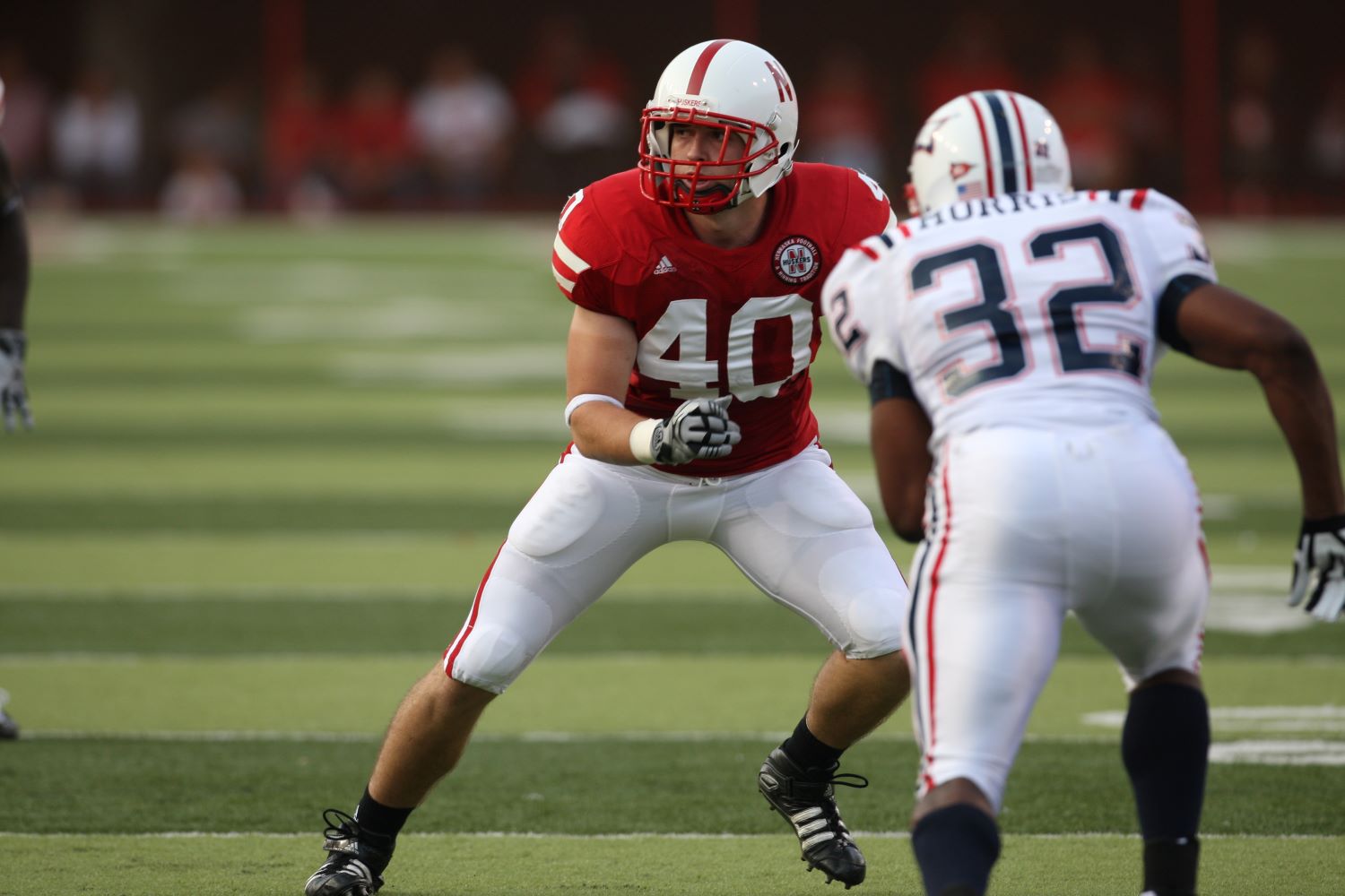 Lawrence playing linebacker for the Huskers.