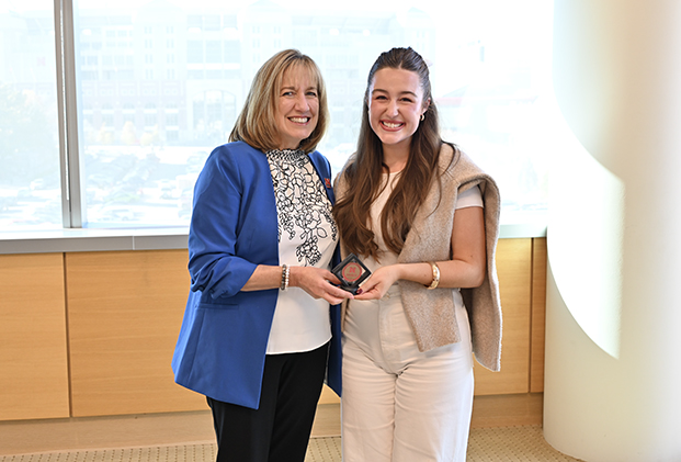 Sophie Thomas, senior management and marketing major, received a Dean's Coin and was named Student of the Month.