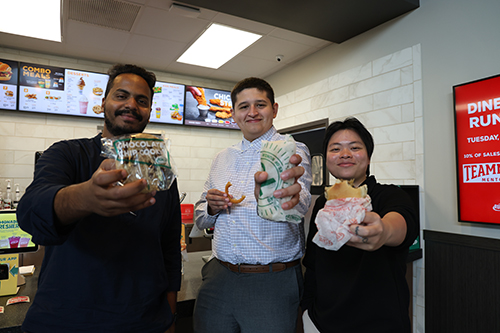 Deya Mohamed, Jerry Armstrong and Phuong Nguyen visited a Lincoln Runza restaurant with company leadership to get a better understanding of how much inventory each restaurant could hold.