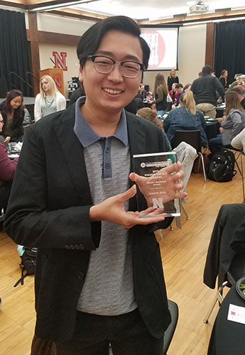 Tamayo Zhou, a senior finance major, received the Student Leadership Award at the 2019 Student Impact Awards. 
