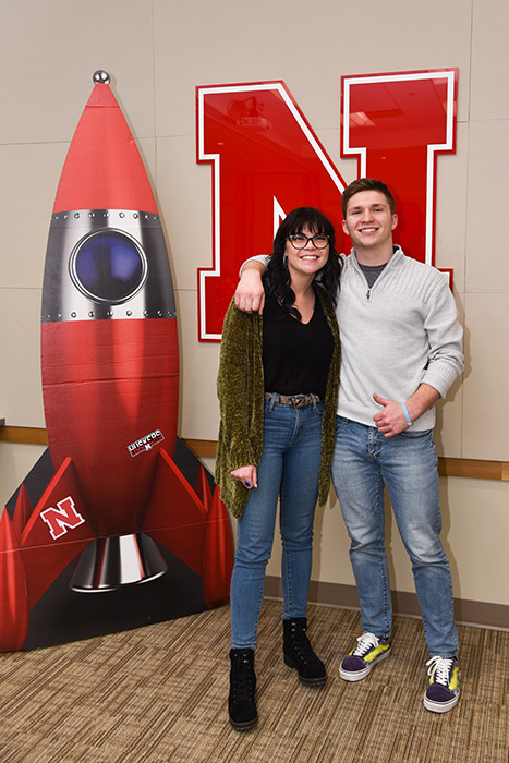 As student workers for the Center for Entrepreneurship, Hunter Bergman and Katie Fawl help with events such as the 48-Hour Challenge. 
