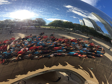 The business students also visited several famous Chicago landmarks, including Cloud Gate at Millennium Park and the 360 Chicago observation deck.