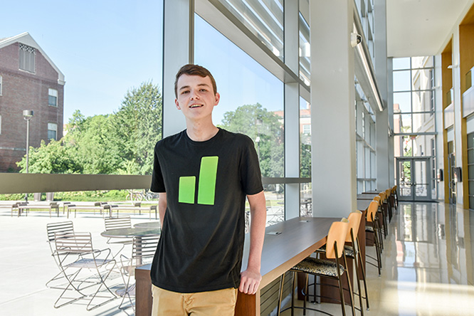 Caleb balances between roughly 25 hours of work, five courses and an additional part-time weekend job this summer. 