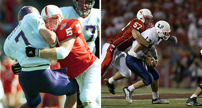 Chad (left) and Chris Kelsay made their presence known on and off the football field while studying finance at Nebraska.