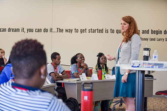 Samantha Kennelly provided strengths insight to the Mandela Washington Fellows during their time at Nebraska.