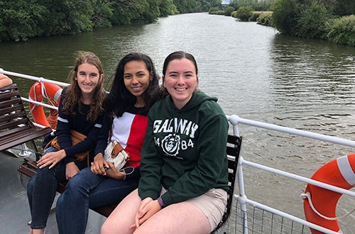 Reagan Scott and her friends Anja and Madelyn on a River Thames cruise. 