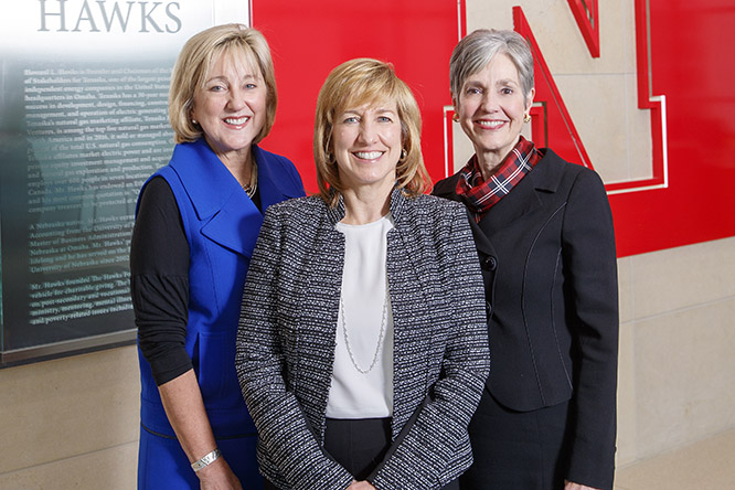 Donde Plowman, Dean Kathy Farrell and Cynthia Milligan built on each other's success to advance the college now known as Nebraska Business.