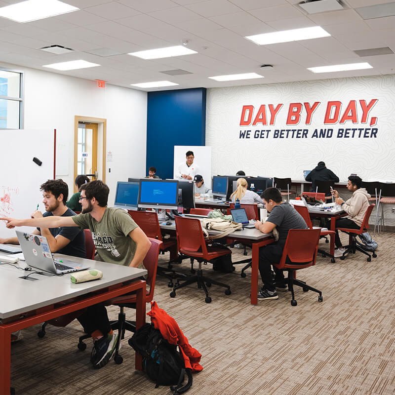Students in classroom working on computers