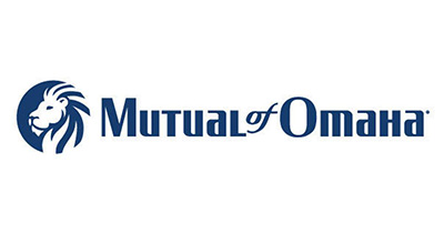 Mutual of Omaha logo with a blue lion profile graphic.