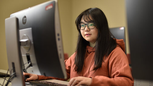 Student on a computer