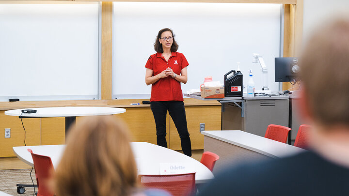 Sue Vagts shared with students about how this partnership enables them to earn credit for select SOA professional exams by attaining required scores in their coursework.