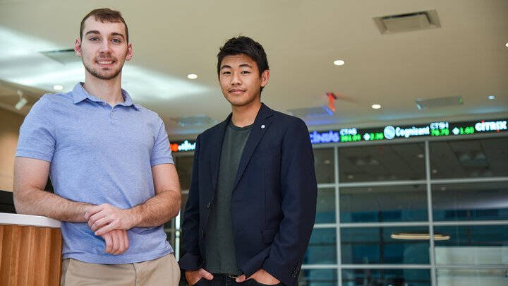 Daniel Elsner (left), junior supply chain management major, from Minneapolis, and Daichi Yukinawa (right), a junior finance major, from Ichikawa, Japan.