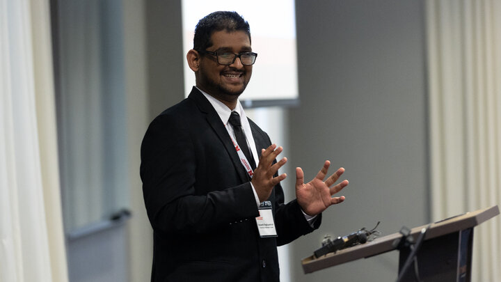 Revanth Raghupatruni, a marketing Ph.D. student, represents Nebraska and presents research