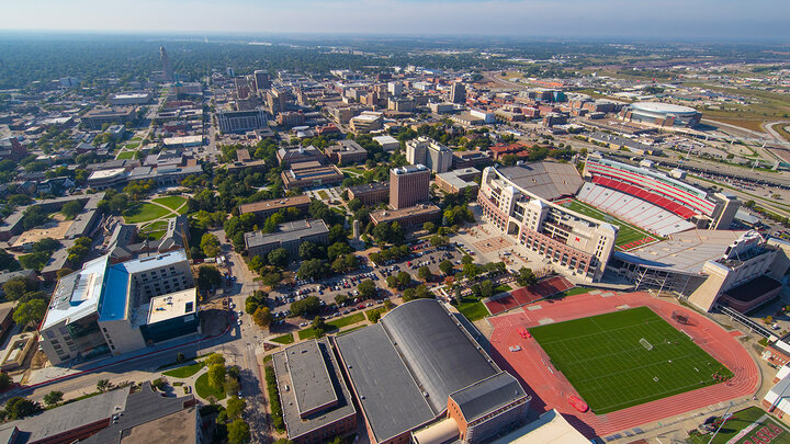 Birds eye view of campus