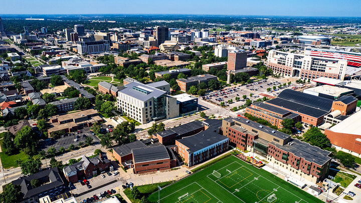 Birds eye view of campus