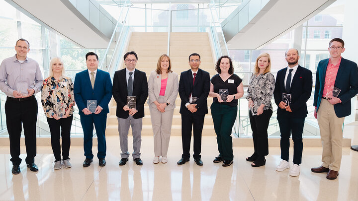 Dean Kathy Farrell presented College of Business awards