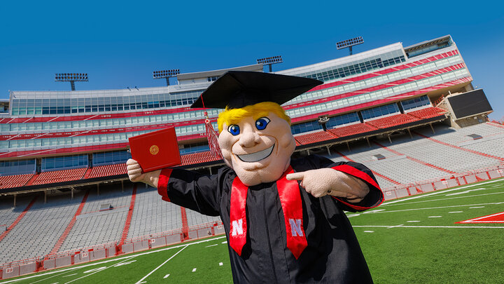 Herbie the Husker Graduating