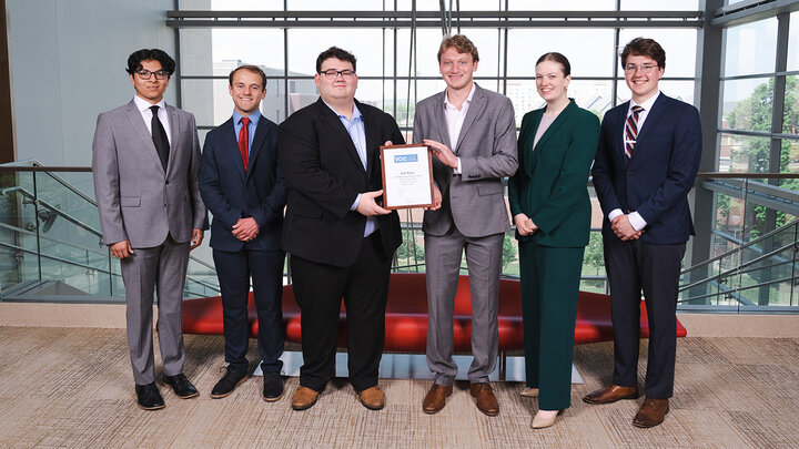 The team of Husker Venture Fund students who won the competition