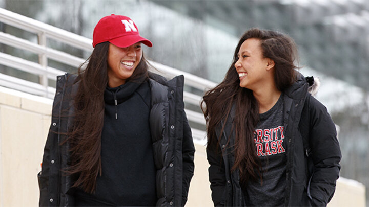 Students Walking outside of College of Business
