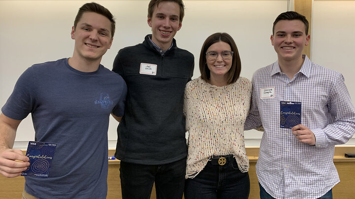 Jake Litel-Smith, Joel Unick, Emily Woodrome and Giancarlo Cimaglia comprised the winning team at the annual Actuarial Science Case Competition.