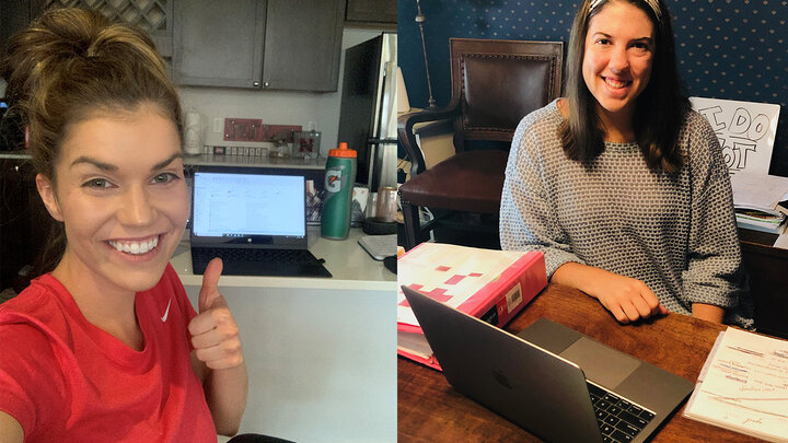 Jacqueline Dam (left), a senior marketing major from Seward, Nebraska, and Keaton Fricker, a junior management and marketing major from Midland, Texas