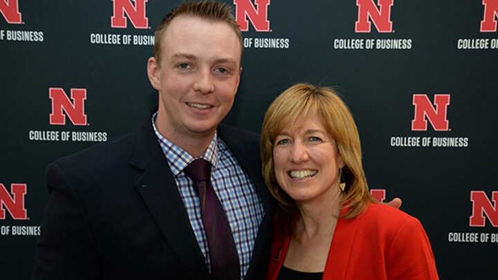 E.J. Stevens and Dean Kathy Farrell