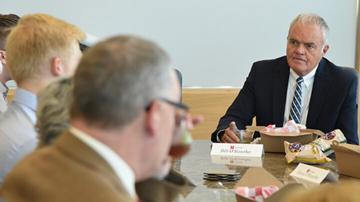 Following the lecture, Bill O’Rourke met with students, faculty and staff at a luncheon.