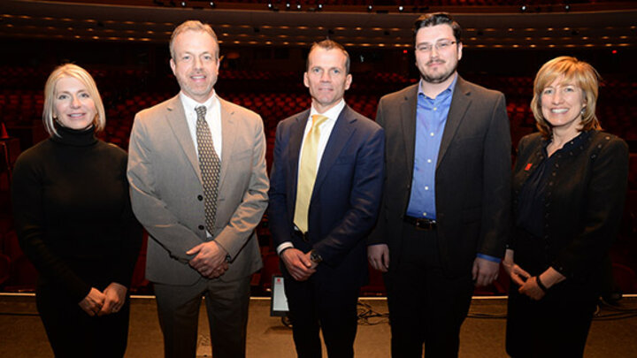 Harriss Family poses with Chris Fussell and Dean Farrell